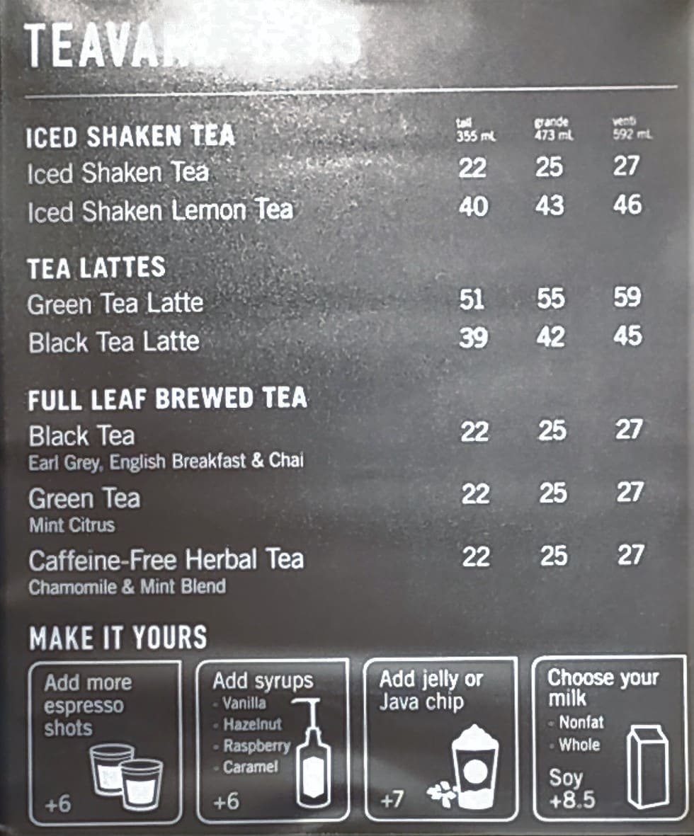 menu minuman starbucks make it yours