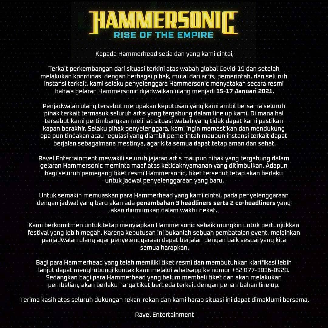 hammersonic festival 2020 ditunda - konser di jakarta (2)