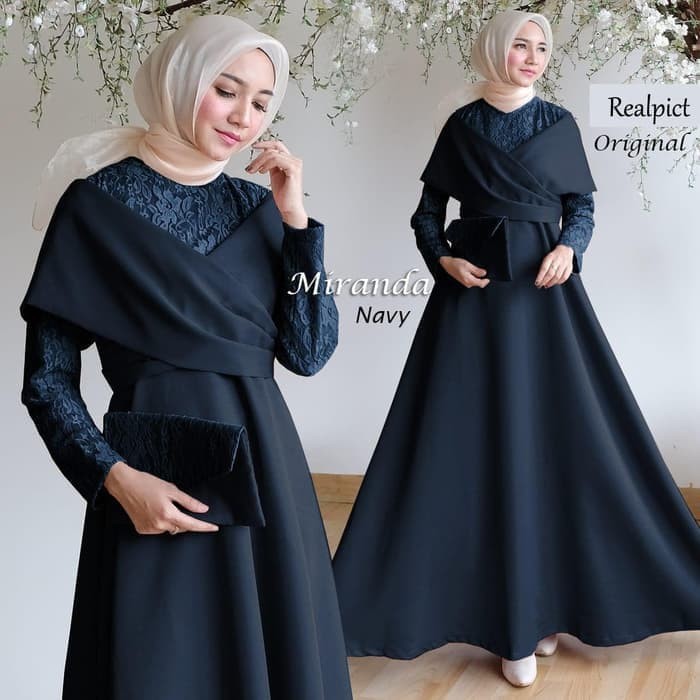 model gamis brokat kombinasi satin terbaru