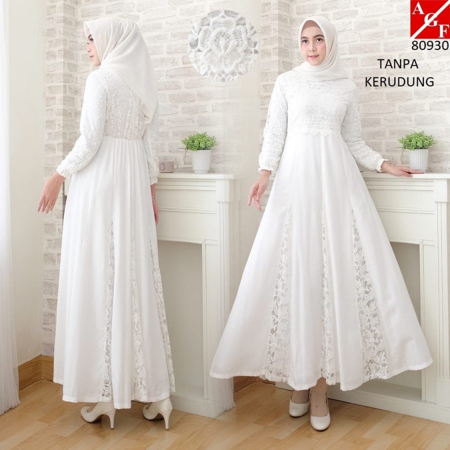 model gamis brokat kombinasi satin terbaru