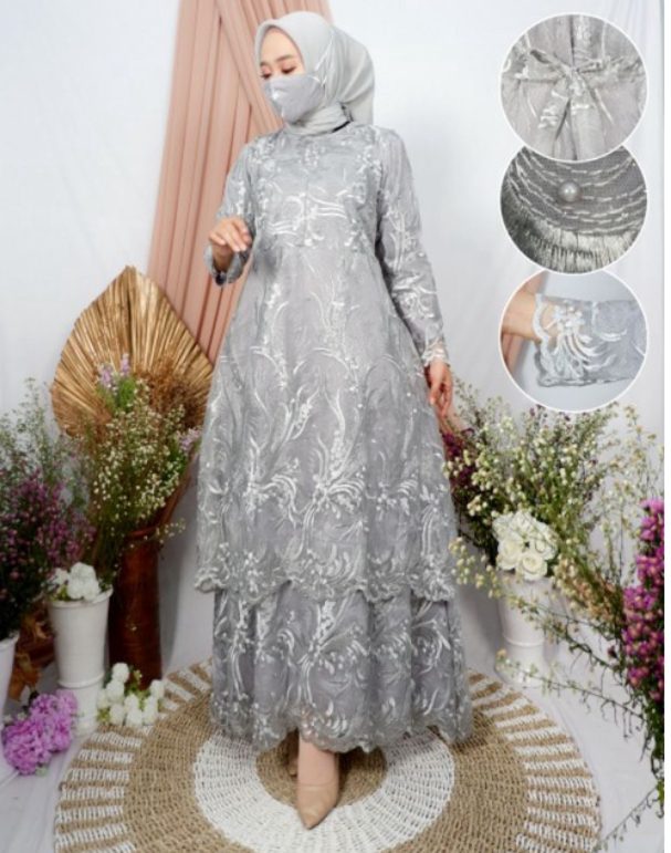 gamis brokat layer