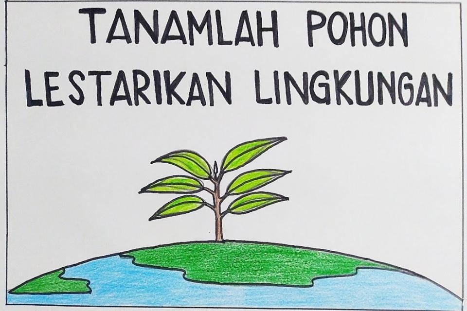 gambar poster lingkungan yang mudah digambar