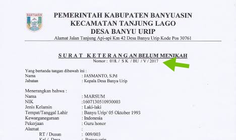 surat keterangan belum menikah