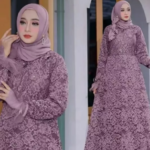 model gamis brokat untuk orang gemuk